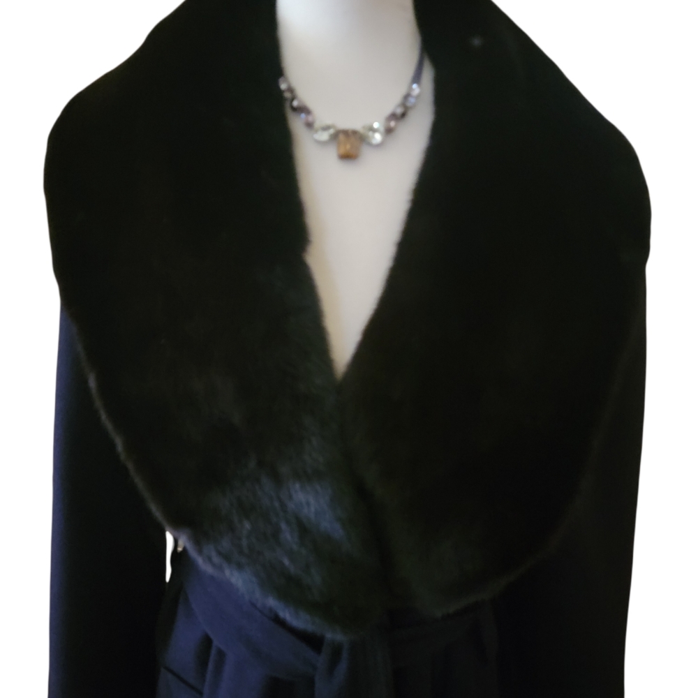 🔥SALE🔥YVES SAINT LAURENT |VNTG WOOL/CASHMERE WRAP COAT W/BLK MINK SHAWL COLLAR - Picture 3 of 16